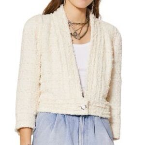 IRO Cadan Cream Teddy Jacket- Cropped Chic Chanel Vibes size 34
